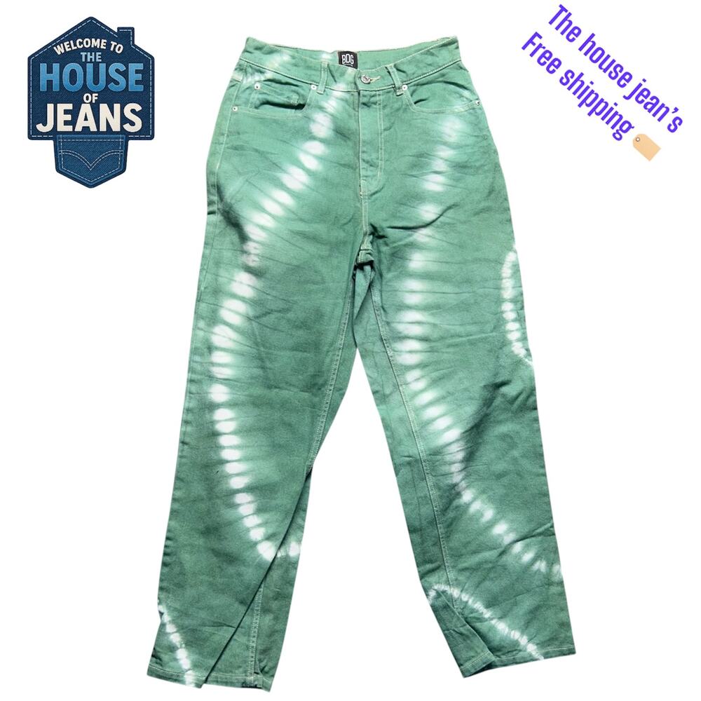 BDG Urban Outfitters Green Tie-Dye High Rise Baggy Jeans Size 28